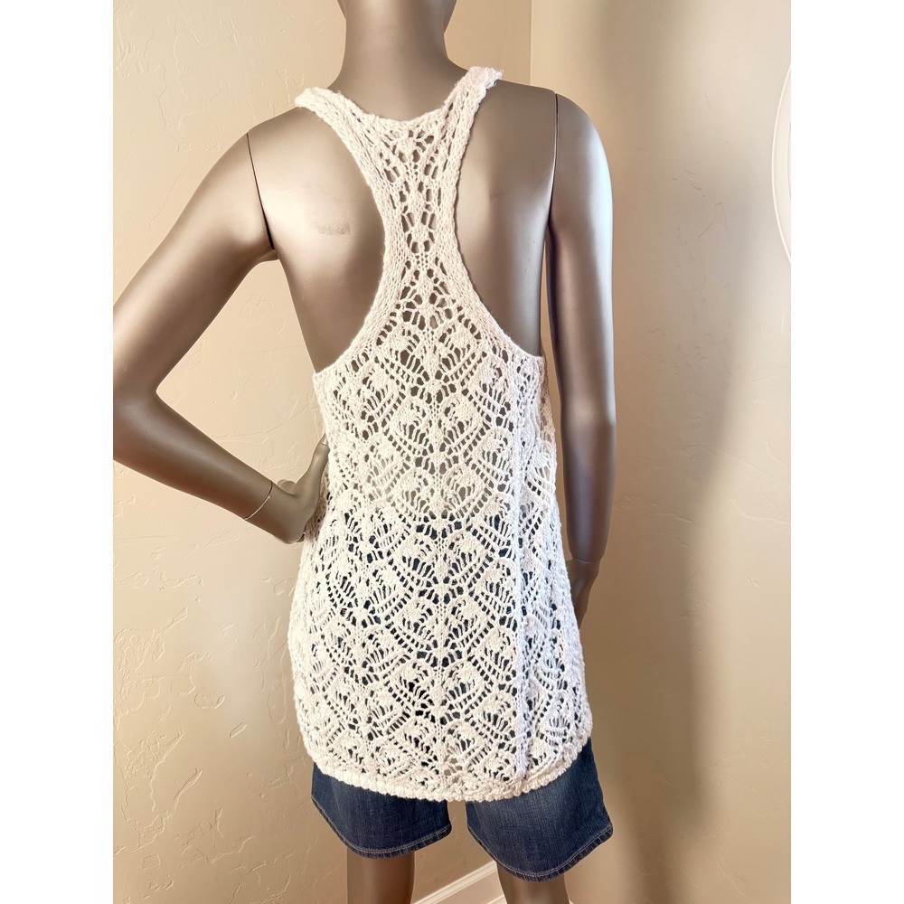 Vintage Abercrombie & Fitch White Crochet Knit Tank Top Y2K Boho 2000s 150122130 - Picture 2 of 8